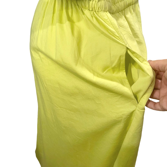LOFT Pocket Midi Dress in Glowing Lime Drawstring Keyhole Back Size XL - Picture 5 of 8